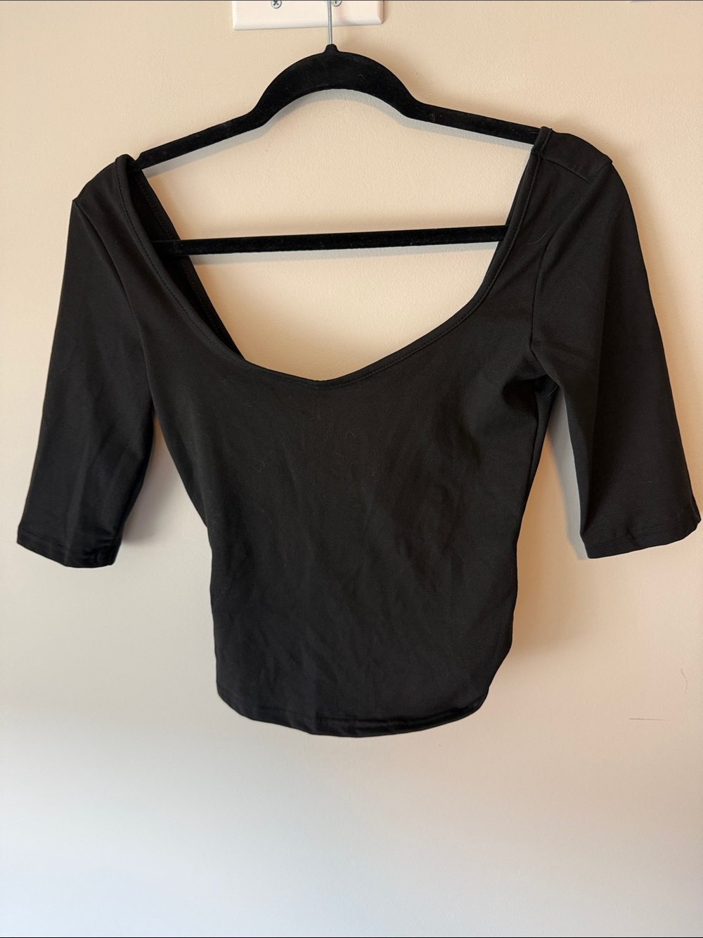 Black Scoop Neck Women's Top